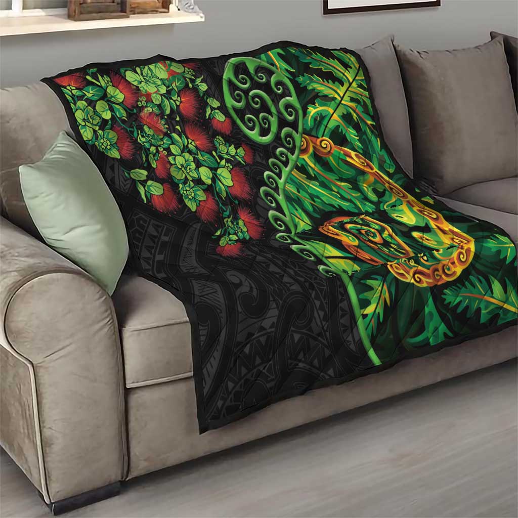New Zealand Koru Plants and Pohutukawa Quilt Maori Tattoo Pattern