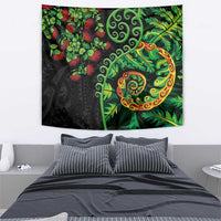 New Zealand Koru Plants and Pohutukawa Tapestry Maori Tattoo Pattern
