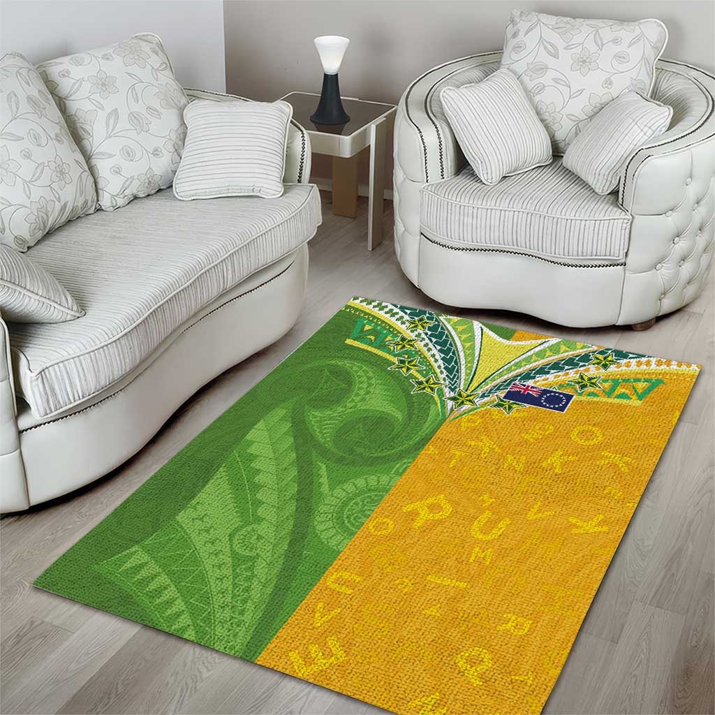 Cook Islands Language Week Area Rug Tatau Pattern and Rarotongan Alphabet - Polynesian Pride