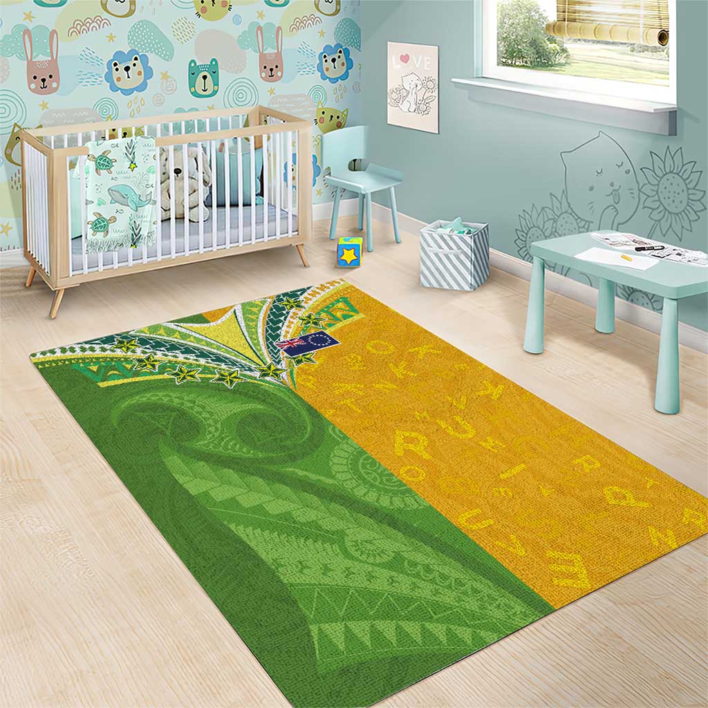 Cook Islands Language Week Area Rug Tatau Pattern and Rarotongan Alphabet - Polynesian Pride