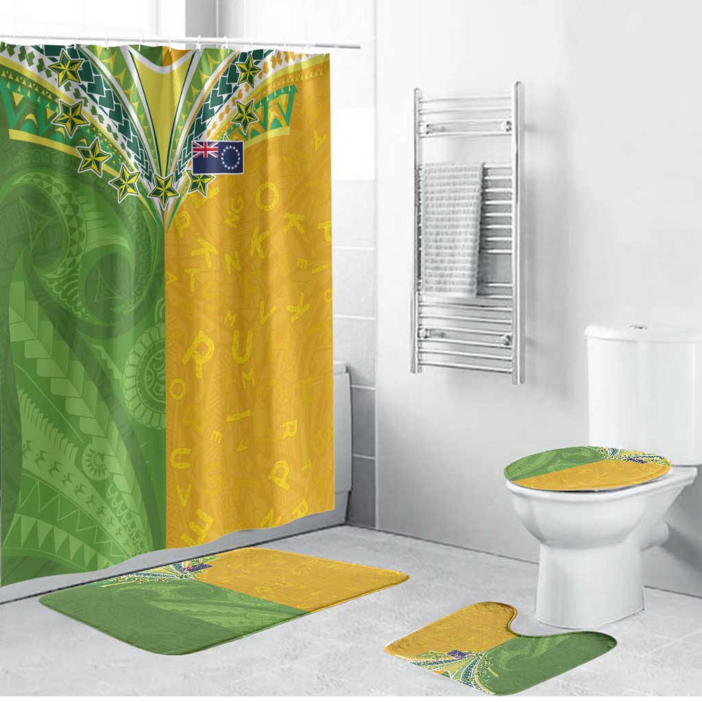 Cook Islands Language Week Bathroom Set Tatau Pattern and Rarotongan Alphabet - Polynesian Pride
