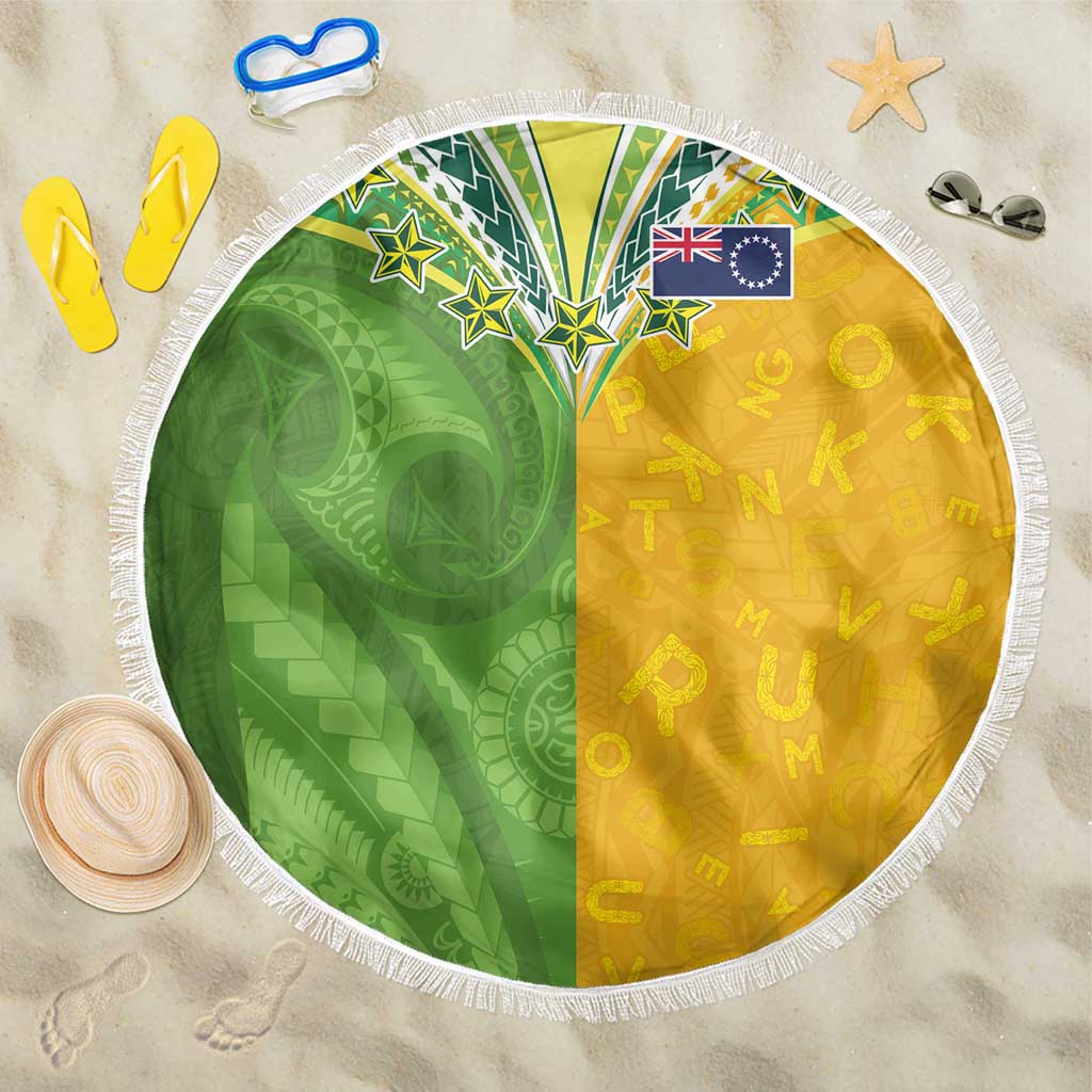 Cook Islands Language Week Beach Blanket Tatau Pattern and Rarotongan Alphabet - Polynesian Pride