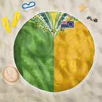 Cook Islands Language Week Beach Blanket Tatau Pattern and Rarotongan Alphabet LT03 One Size 150cm Green - Polynesian Pride