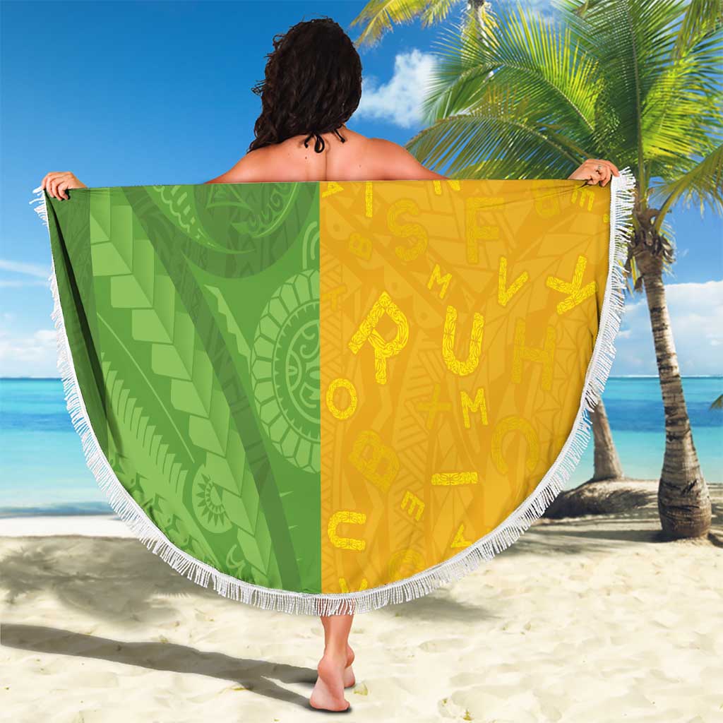 Cook Islands Language Week Beach Blanket Tatau Pattern and Rarotongan Alphabet LT03 - Polynesian Pride