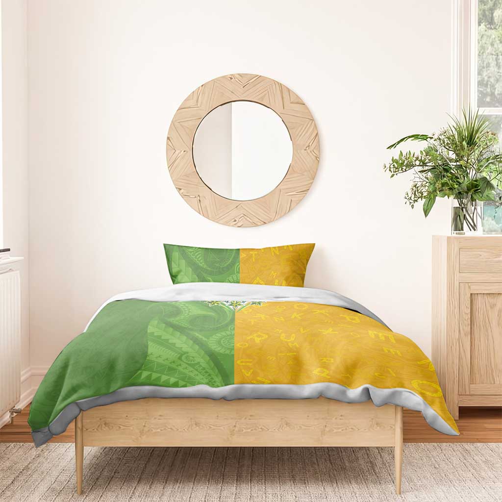 Cook Islands Language Week Bedding Set Tatau Pattern and Rarotongan Alphabet - Polynesian Pride