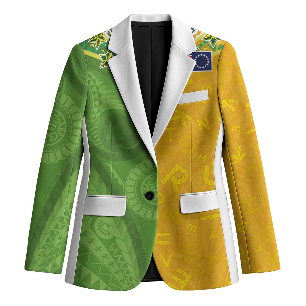 Cook Islands Language Week Blazer Tatau Pattern and Rarotongan Alphabet - Polynesian Pride