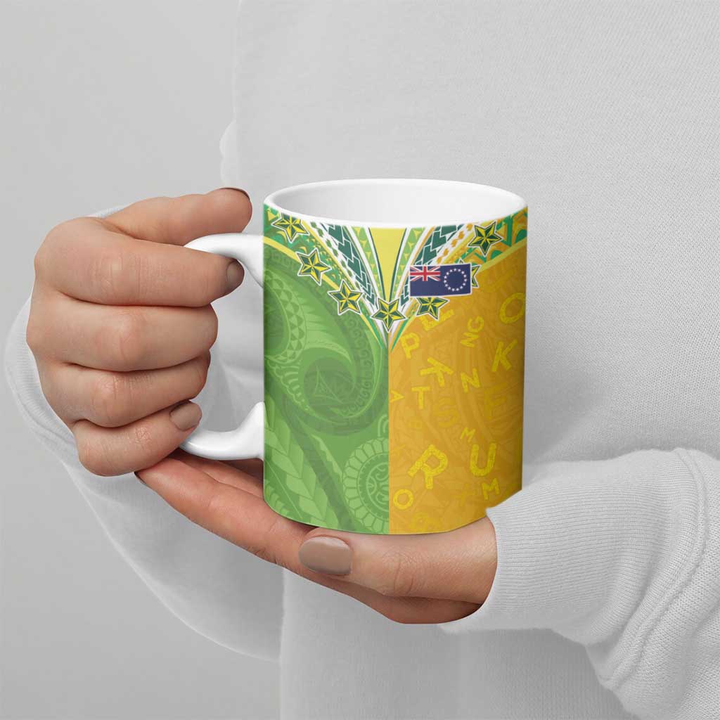 Cook Islands Language Week Ceramic Mug Tatau Pattern and Rarotongan Alphabet - Polynesian Pride