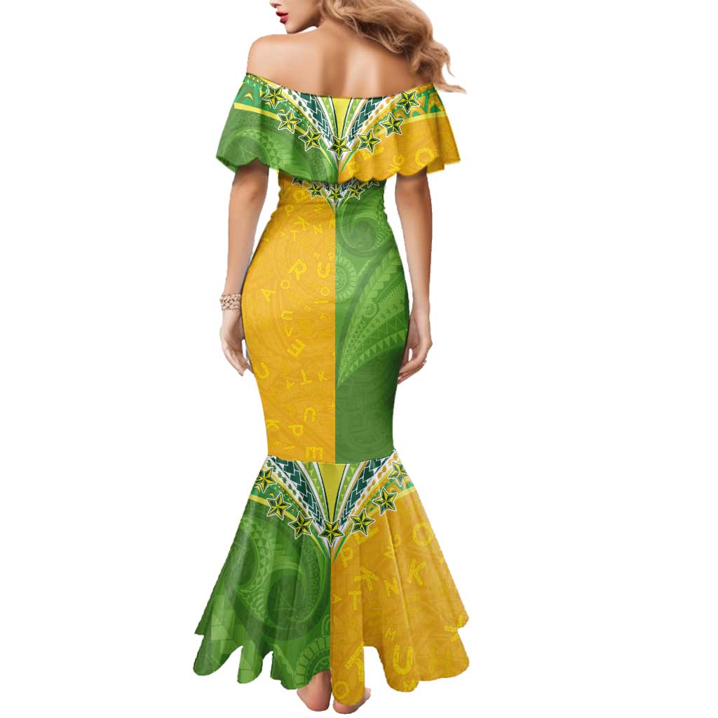 Cook Islands Language Week Family Matching Mermaid Dress and Hawaiian Shirt Tatau Pattern and Rarotongan Alphabet - Polynesian Pride