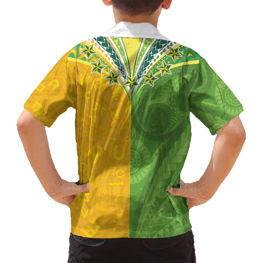 Cook Islands Language Week Family Matching Tank Maxi Dress and Hawaiian Shirt Tatau Pattern and Rarotongan Alphabet LT03 - Polynesian Pride