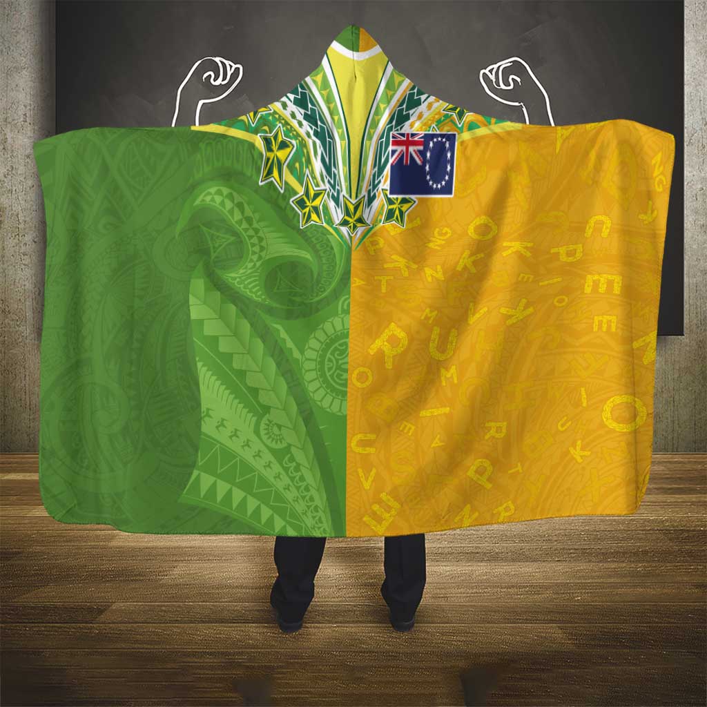 Cook Islands Language Week Hooded Blanket Tatau Pattern and Rarotongan Alphabet - Polynesian Pride