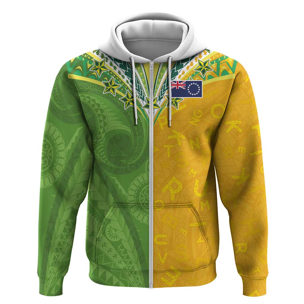 Cook Islands Language Week Hoodie Tatau Pattern and Rarotongan Alphabet - Polynesian Pride