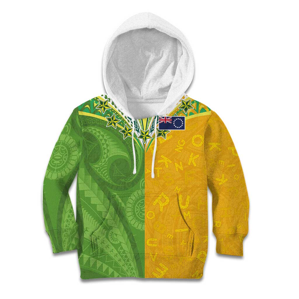 Cook Islands Language Week Kid Hoodie Tatau Pattern and Rarotongan Alphabet - Polynesian Pride