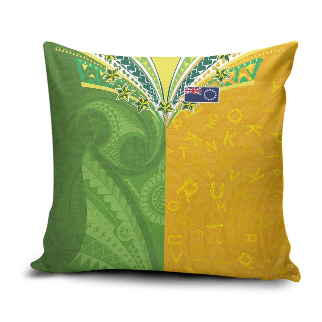 Cook Islands Language Week Pillow Cover Tatau Pattern and Rarotongan Alphabet - Polynesian Pride