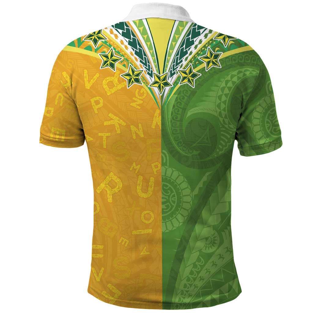 Cook Islands Language Week Polo Shirt Tatau Pattern and Rarotongan Alphabet - Polynesian Pride