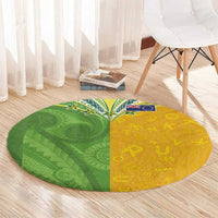 Cook Islands Language Week Round Carpet Tatau Pattern and Rarotongan Alphabet - Polynesian Pride