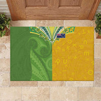 Cook Islands Language Week Rubber Doormat Tatau Pattern and Rarotongan Alphabet LT03 Green - Polynesian Pride