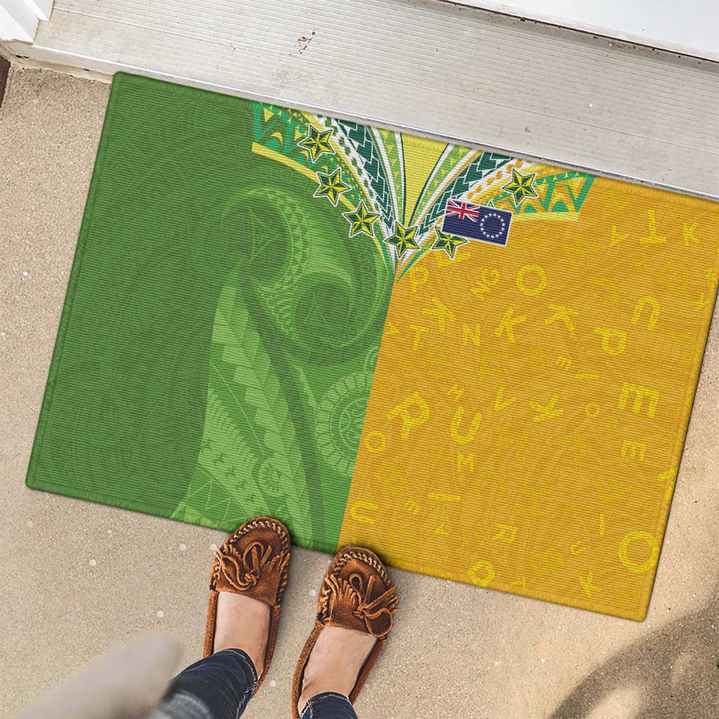 Cook Islands Language Week Rubber Doormat Tatau Pattern and Rarotongan Alphabet LT03 - Polynesian Pride
