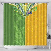 Cook Islands Language Week Shower Curtain Tatau Pattern and Rarotongan Alphabet - Polynesian Pride