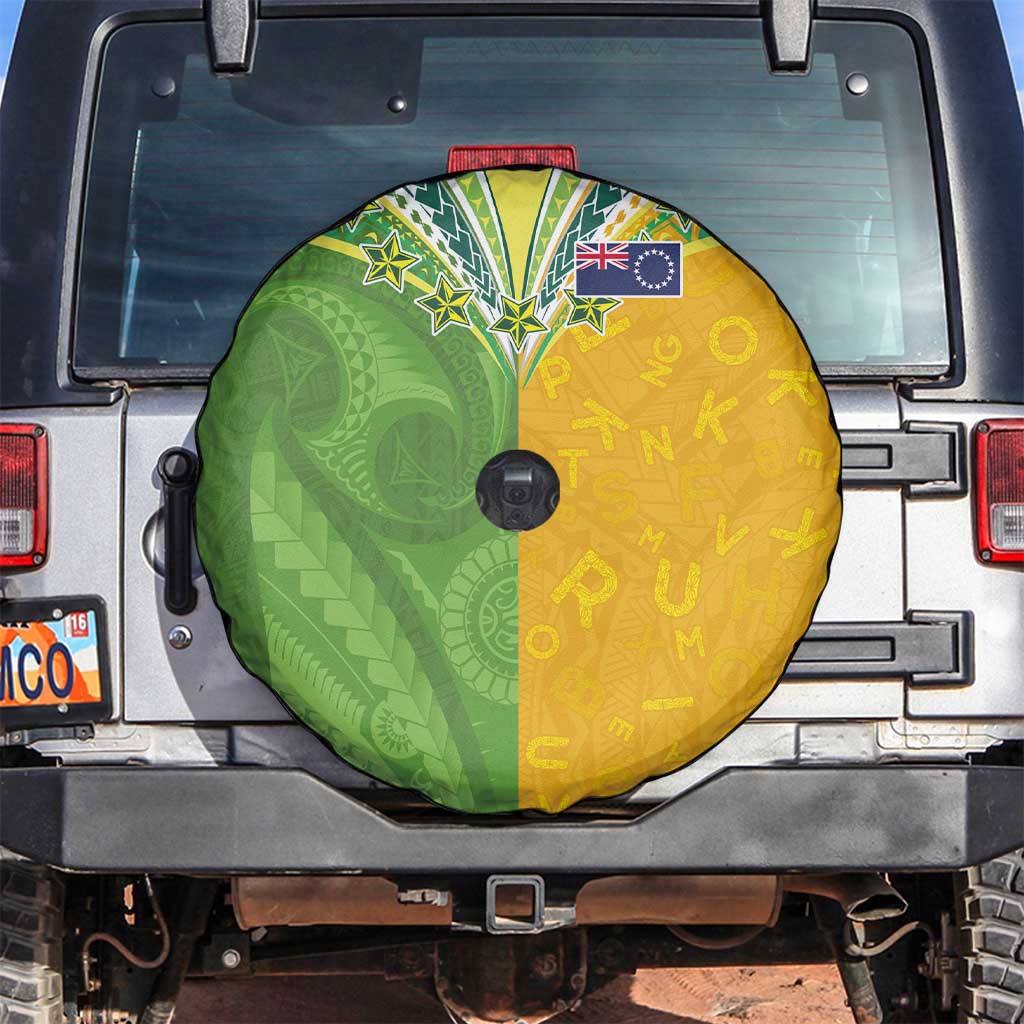 Cook Islands Language Week Spare Tire Cover Tatau Pattern and Rarotongan Alphabet - Polynesian Pride