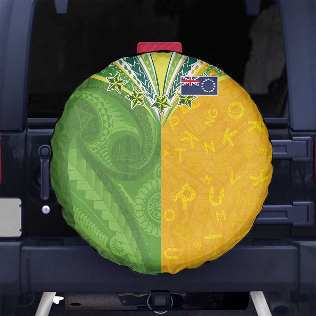 Cook Islands Language Week Spare Tire Cover Tatau Pattern and Rarotongan Alphabet - Polynesian Pride