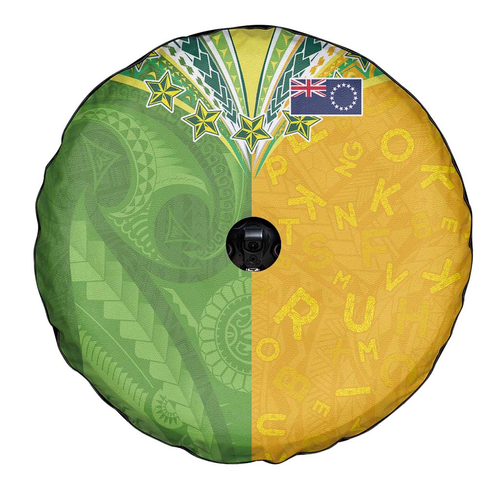 Cook Islands Language Week Spare Tire Cover Tatau Pattern and Rarotongan Alphabet - Polynesian Pride