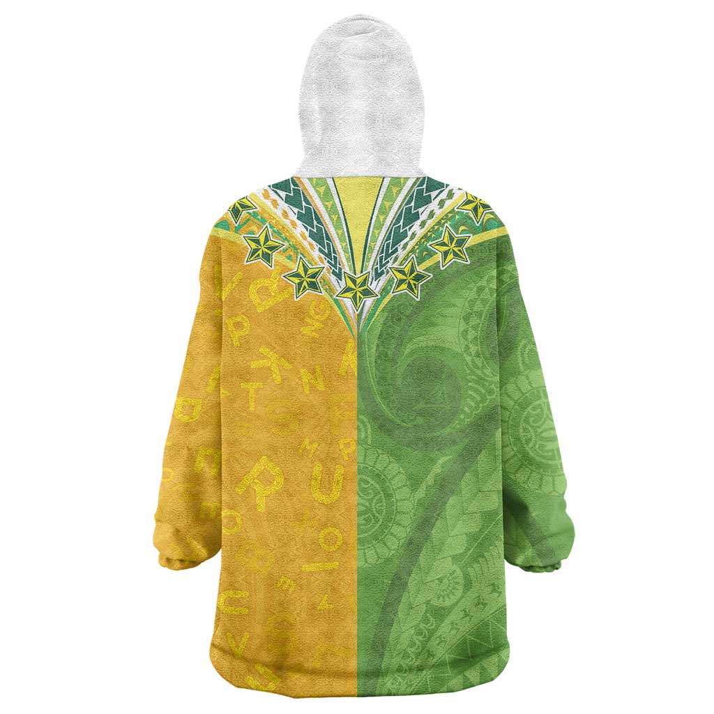 Cook Islands Language Week Wearable Blanket Hoodie Tatau Pattern and Rarotongan Alphabet - Polynesian Pride
