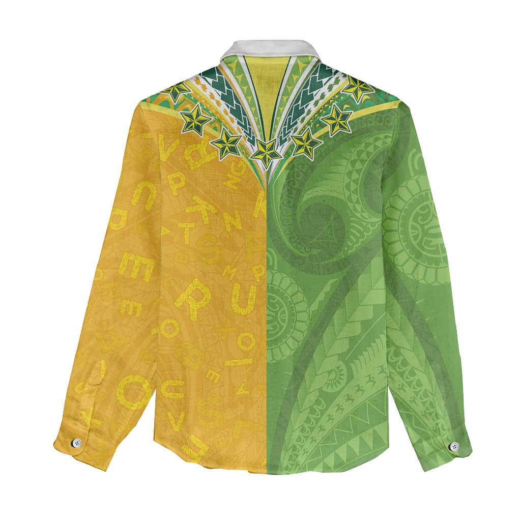 Cook Islands Language Week Women Casual Shirt Tatau Pattern and Rarotongan Alphabet - Polynesian Pride