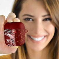 Tonga Language Week AirPods Case Ngatu Pattern and Tongan Alphabet LT03 Red - Polynesian Pride