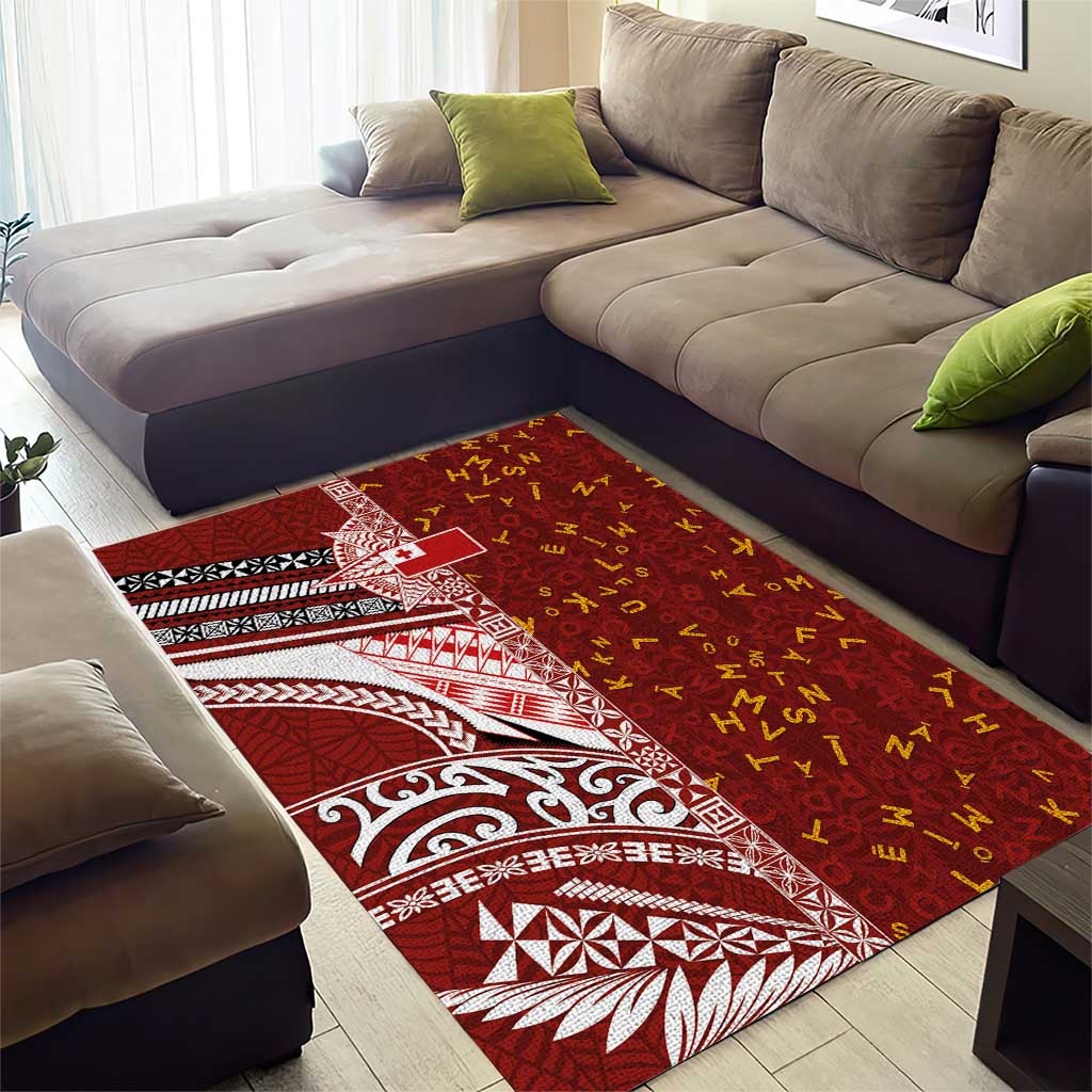 Tonga Language Week Area Rug Ngatu Pattern and Tongan Alphabet - Polynesian Pride