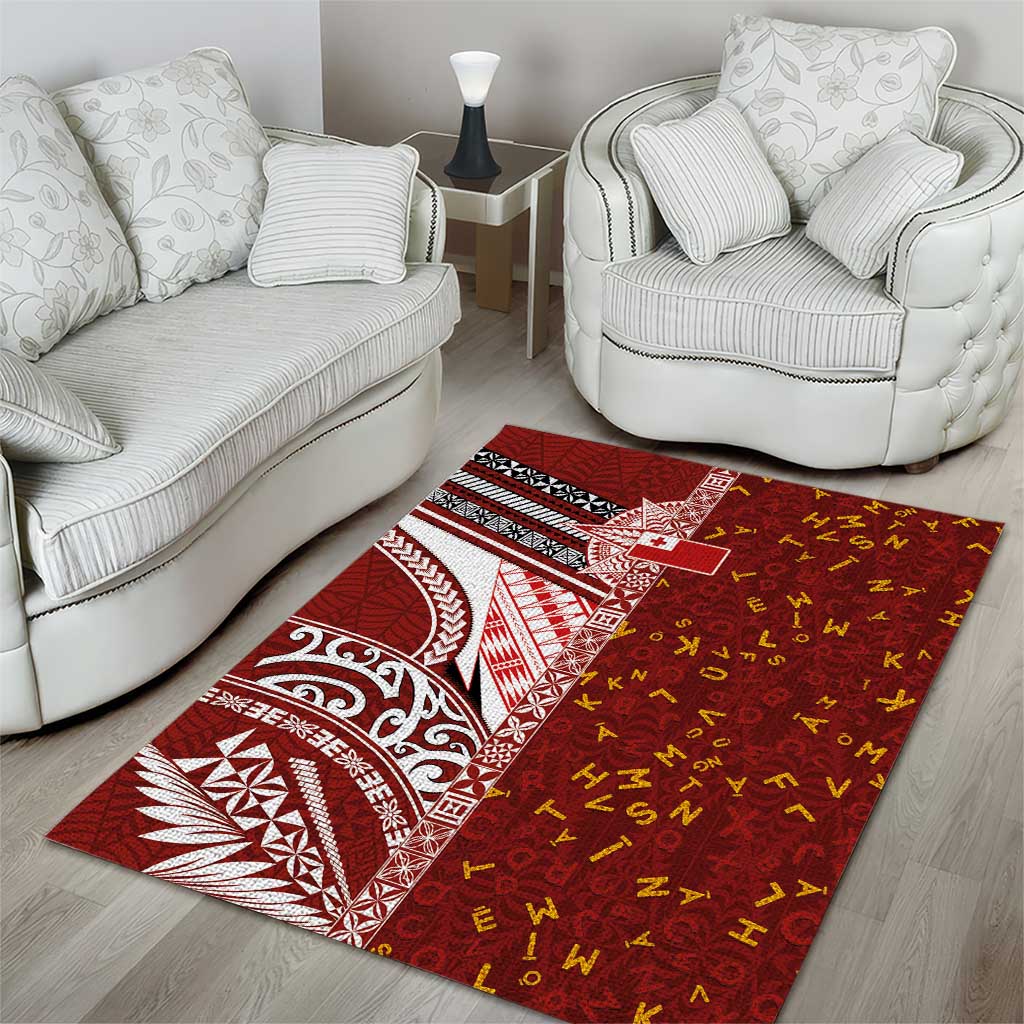 Tonga Language Week Area Rug Ngatu Pattern and Tongan Alphabet - Polynesian Pride