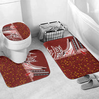 Tonga Language Week Bathroom Set Ngatu Pattern and Tongan Alphabet LT03 Mat Set Only (3 pcs) One Size Red - Polynesian Pride