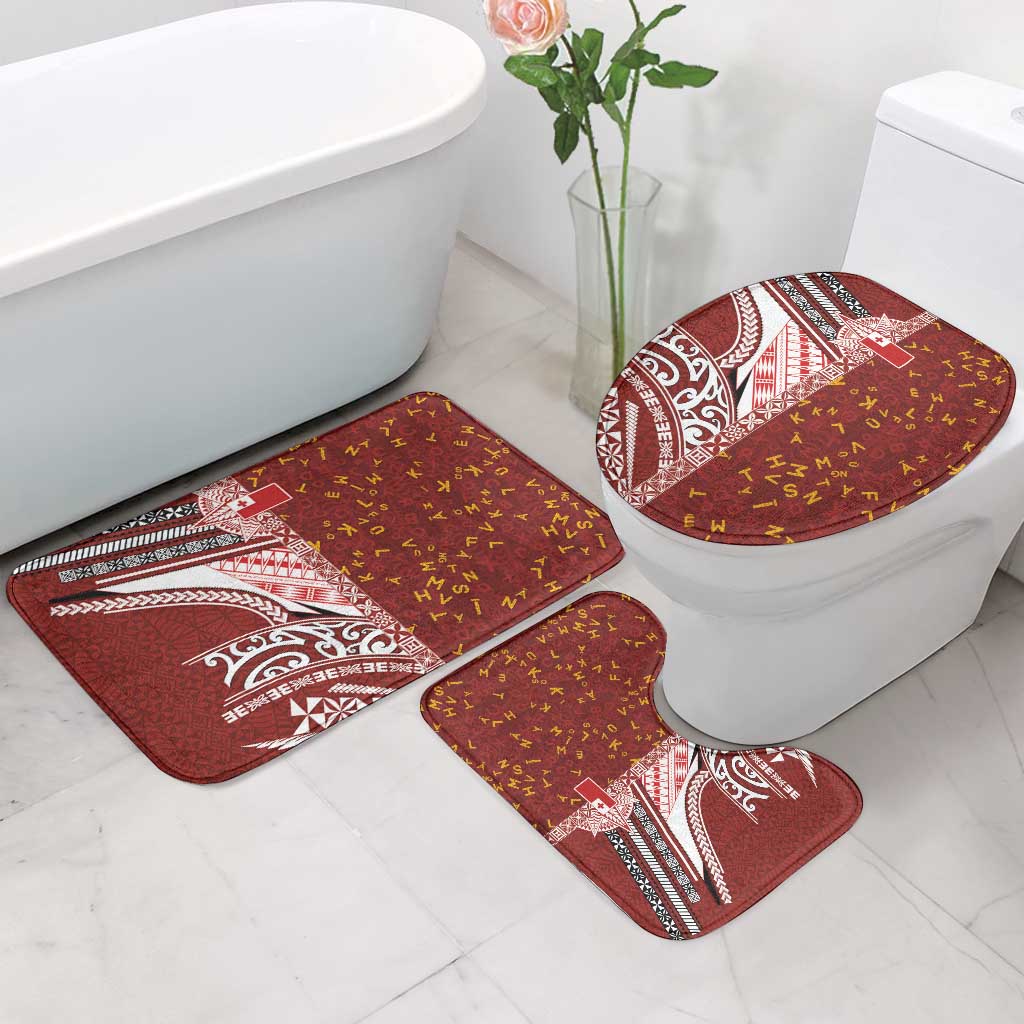 Tonga Language Week Bathroom Set Ngatu Pattern and Tongan Alphabet LT03 - Polynesian Pride