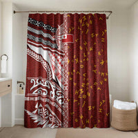 Tonga Language Week Bathroom Set Ngatu Pattern and Tongan Alphabet LT03 Shower Curtain Only Red - Polynesian Pride