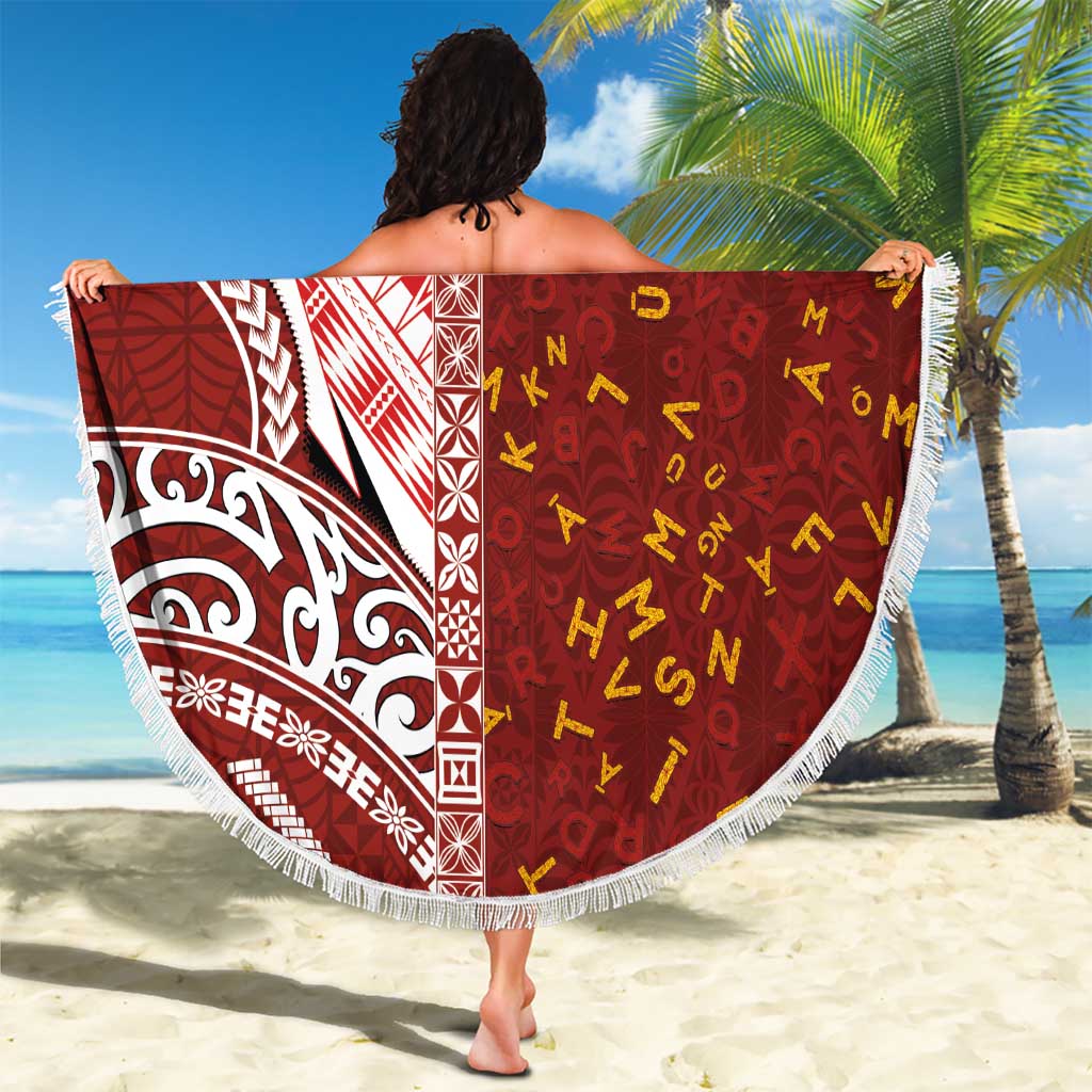 Tonga Language Week Beach Blanket Ngatu Pattern and Tongan Alphabet LT03 - Polynesian Pride