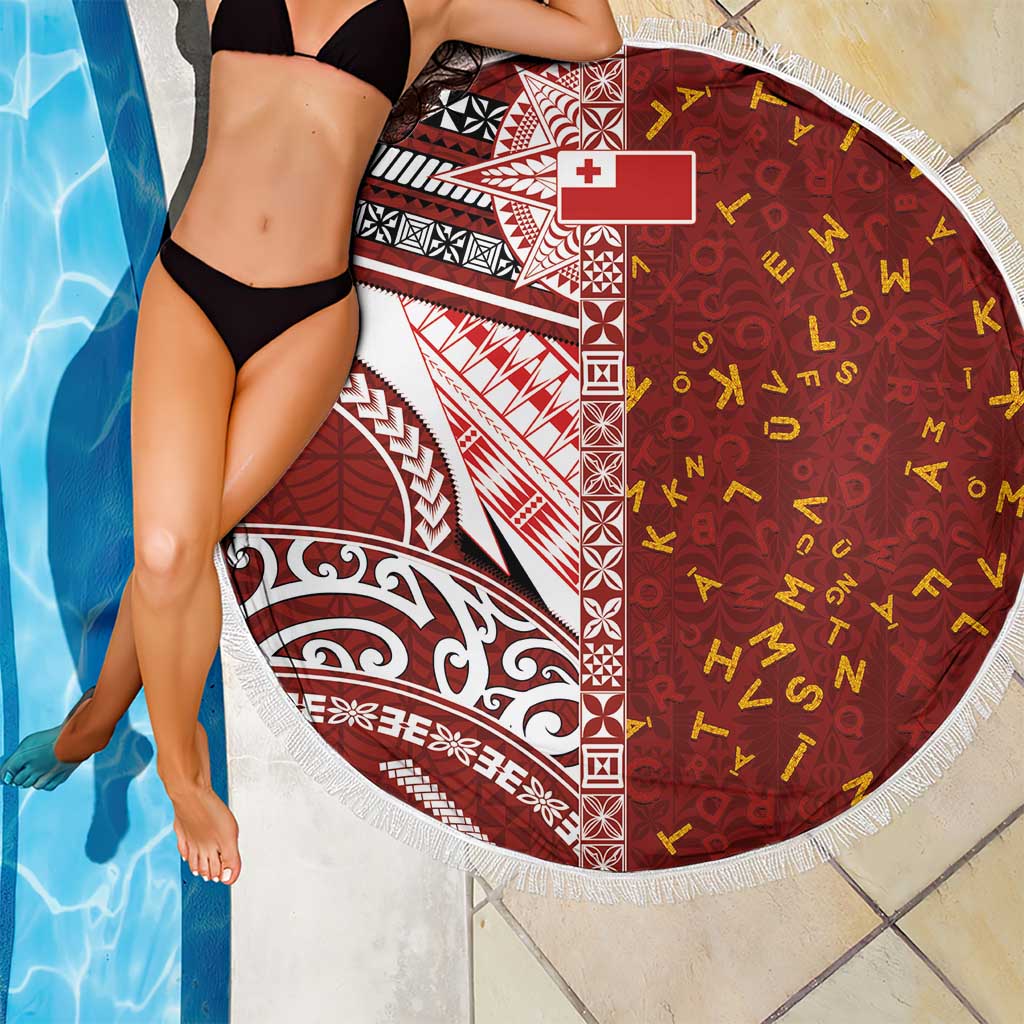 Tonga Language Week Beach Blanket Ngatu Pattern and Tongan Alphabet LT03 - Polynesian Pride
