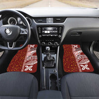 Tonga Language Week Car Mats Ngatu Pattern and Tongan Alphabet LT03 Set 2pcs - Front Red - Polynesian Pride