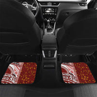 Tonga Language Week Car Mats Ngatu Pattern and Tongan Alphabet LT03 Set 2pcs - Back Red - Polynesian Pride