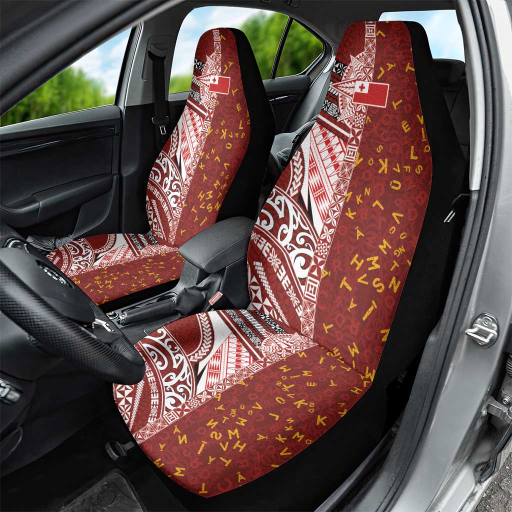Tonga Language Week Car Seat Cover Ngatu Pattern and Tongan Alphabet - Polynesian Pride