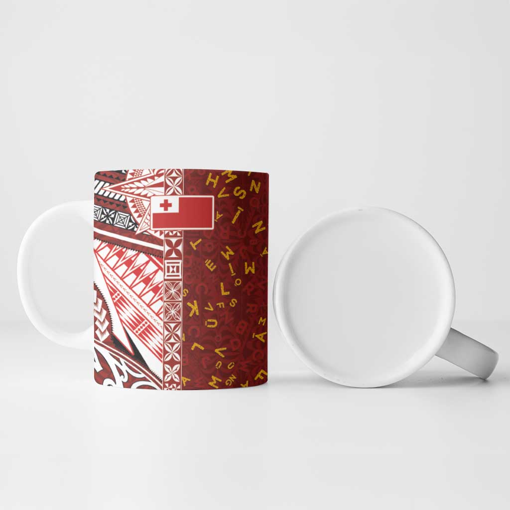 Tonga Language Week Ceramic Mug Ngatu Pattern and Tongan Alphabet LT03 - Polynesian Pride