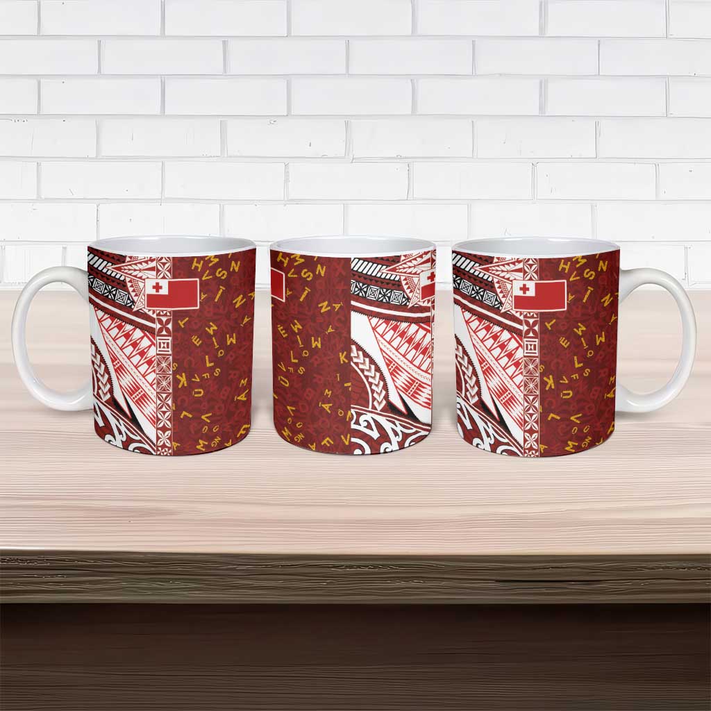 Tonga Language Week Ceramic Mug Ngatu Pattern and Tongan Alphabet LT03 - Polynesian Pride