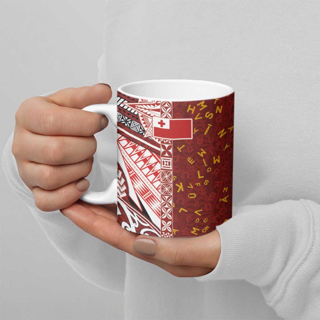 Tonga Language Week Ceramic Mug Ngatu Pattern and Tongan Alphabet LT03 - Polynesian Pride