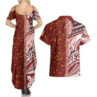 Tonga Language Week Couples Matching Summer Maxi Dress and Hawaiian Shirt Ngatu Pattern and Tongan Alphabet LT03 - Polynesian Pride