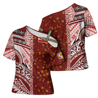 Tonga Language Week Cross Shoulder Shirt Ngatu Pattern and Tongan Alphabet LT03 - Polynesian Pride