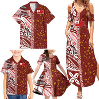 Tonga Language Week Family Matching Summer Maxi Dress and Hawaiian Shirt Ngatu Pattern and Tongan Alphabet LT03 - Polynesian Pride