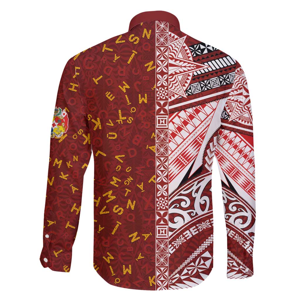 Tonga Language Week Family Matching Tank Maxi Dress and Hawaiian Shirt Ngatu Pattern and Tongan Alphabet LT03 - Polynesian Pride