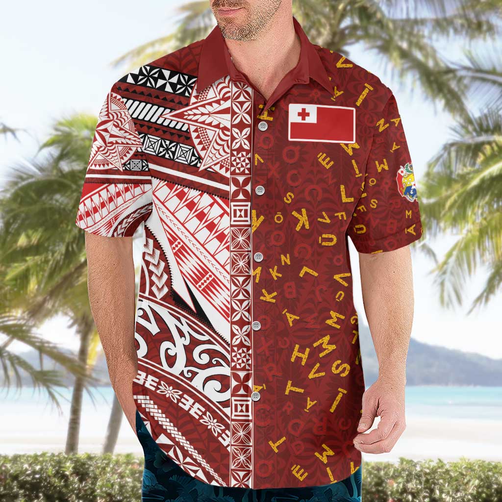 Tonga Language Week Hawaiian Shirt Ngatu Pattern and Tongan Alphabet LT03 - Polynesian Pride