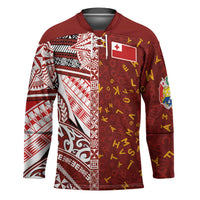 Tonga Language Week Hockey Jersey Ngatu Pattern and Tongan Alphabet LT03 Unisex Red - Polynesian Pride