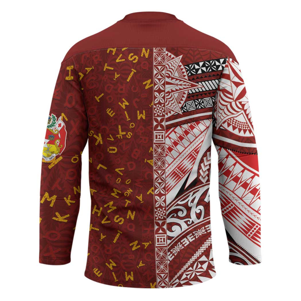 Tonga Language Week Hockey Jersey Ngatu Pattern and Tongan Alphabet LT03 - Polynesian Pride