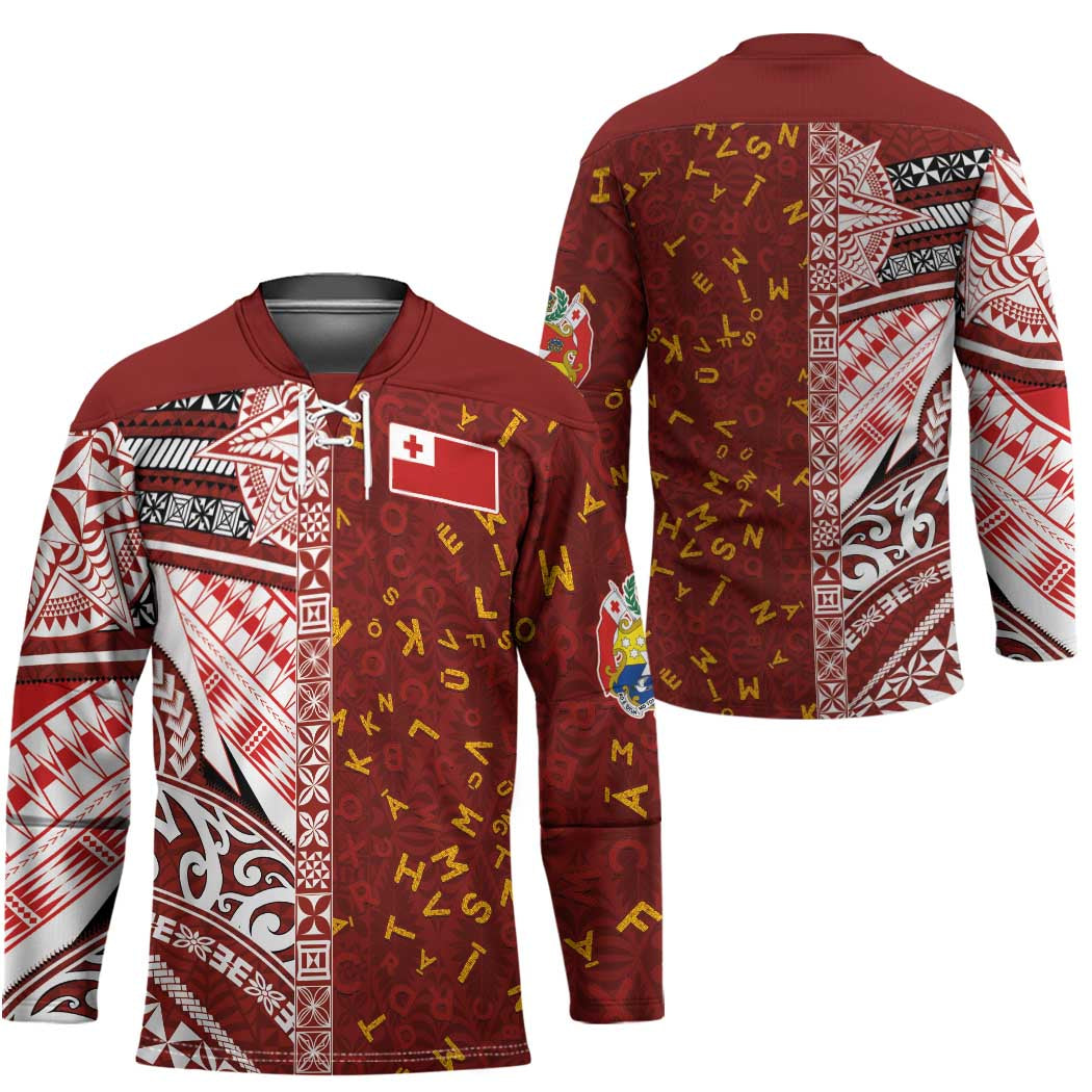 Tonga Language Week Hockey Jersey Ngatu Pattern and Tongan Alphabet LT03 - Polynesian Pride