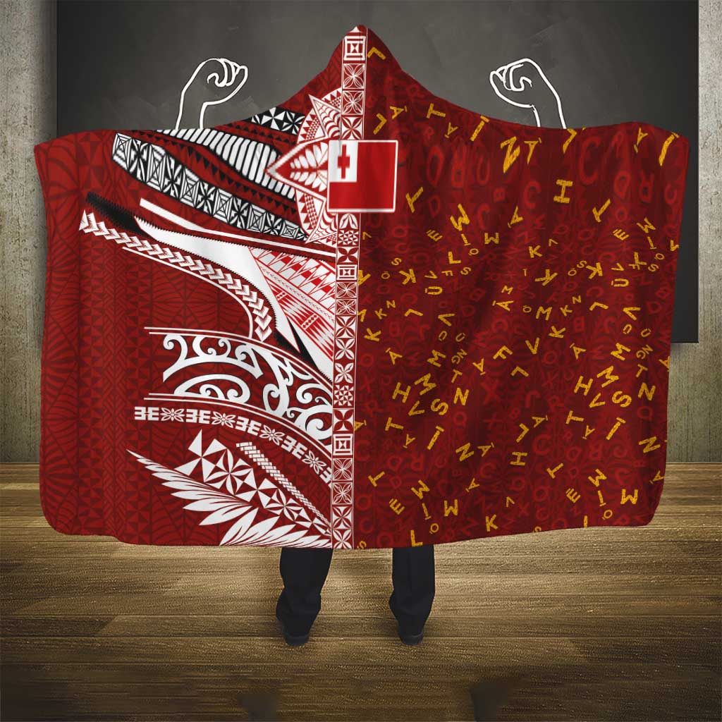 Tonga Language Week Hooded Blanket Ngatu Pattern and Tongan Alphabet - Polynesian Pride